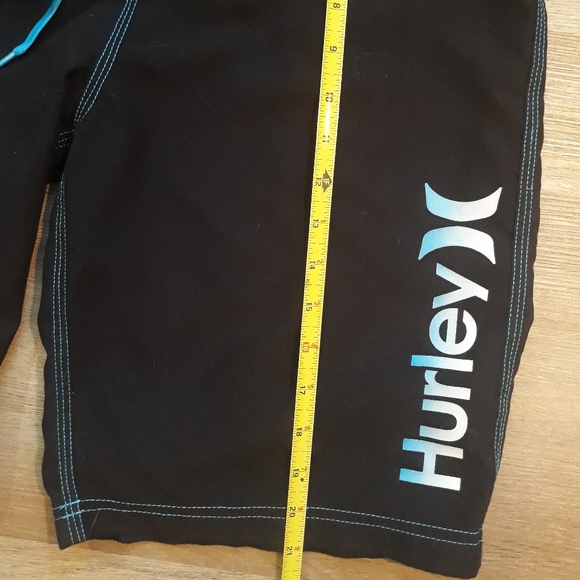 Hurley Men's One and Only 21" Board Shorts - Black / Cyan Swim Trunks - Picture 12 of 15
